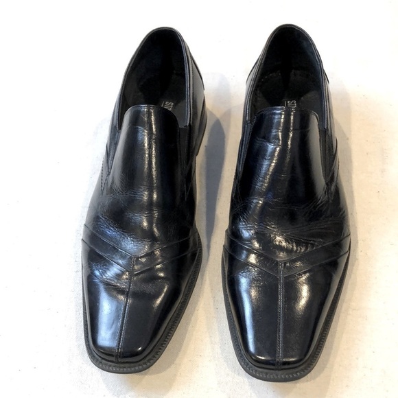 Stacy Adams Mens Black Leather Slip Ons 13 - Picture 1 of 9
